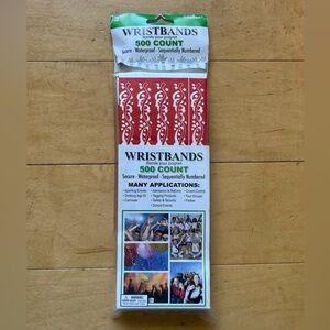 New 500 Count - Red Event Wristbands, waterproof,‎ numbered, festival, party